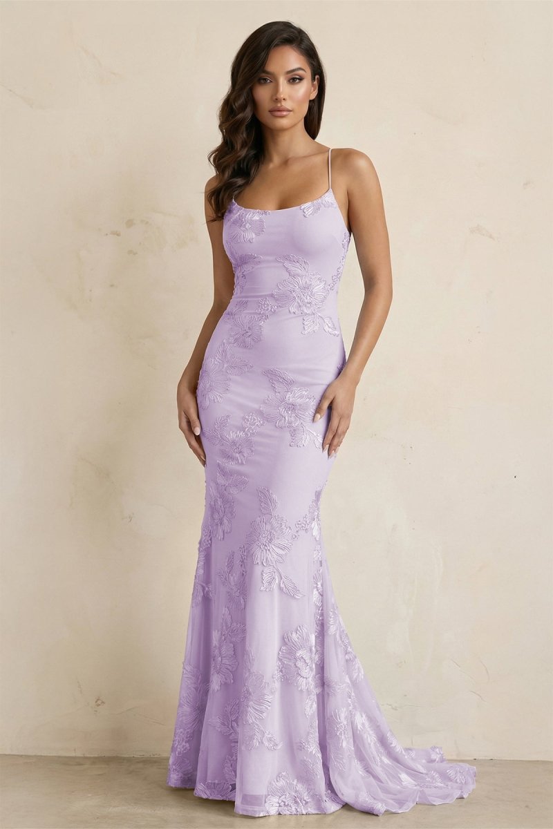 Sky Blue Spaghetti Straps Mermaid Tulle Long Prom Dresses With Appliques